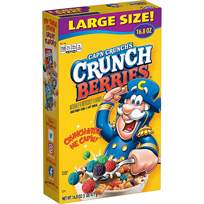 Cap'n Crunch Cereal, Crunch Berries, 16.8oz Box - 030000573259
