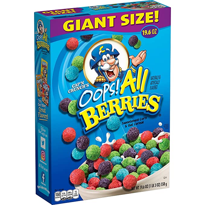 Cap'n Crunch Cereal, Crunch Berries, 19.6oz Box - 030000573327