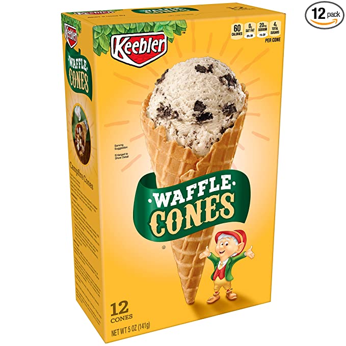  Keebler Ice Cream Cones, Waffle, 12 Count Box, 5 Ounce  - 030100120056