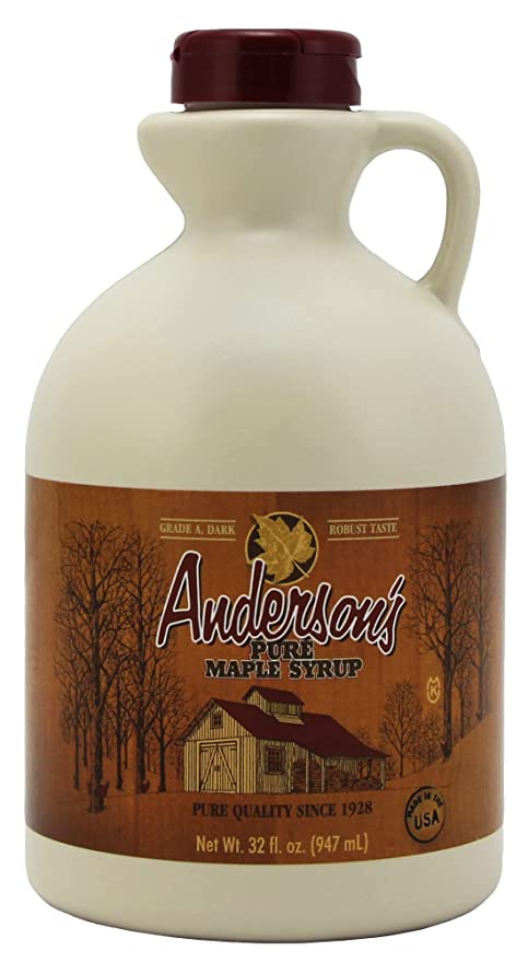  Anderson's Maple Syrup Dark Pure Maple Syrup in a 32 oz. plastic Jug, brown  - 030576140350