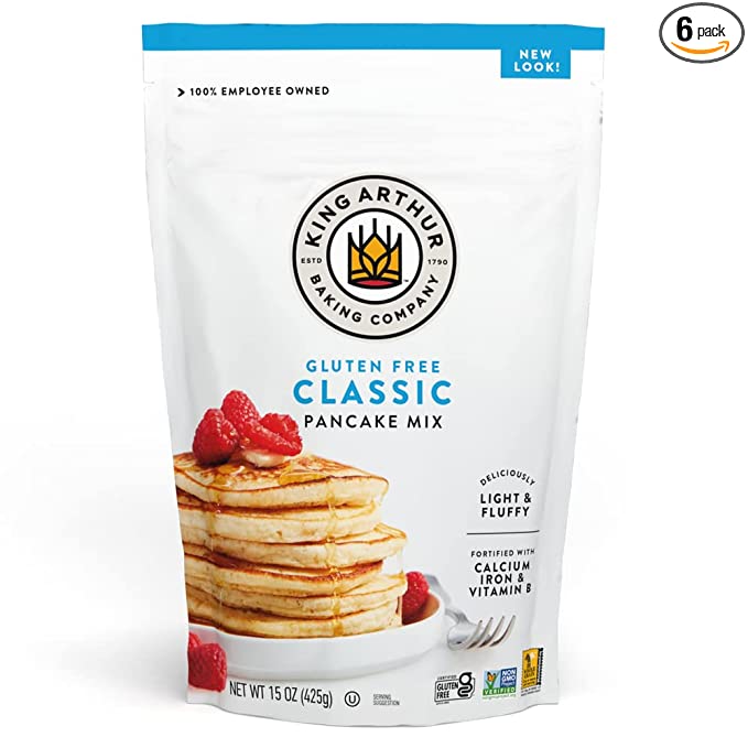 King Arthur, Gluten Free Classic Pancake Mix, Certified Gluten-Free, Non-GMO Project Verified, Certified Kosher, 15 Ounces (Pack of 6, Packaging May Vary) - 030684308673