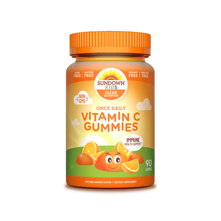 Sundown Kids Vitamin C Gummies with Rosehips, Citrus Bioflavonoids, Non-GMO, Dairy-Free, Gluten-Free, Vegetarian, 90 Count (B08YS7NX3N) - 030768003210