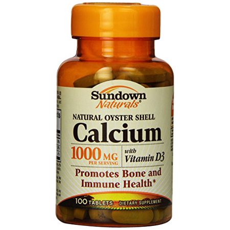 Sundown Naturals Oyster Shell Calcium with Vitamin D3 Dietary Supplement, 1000mg, 100 count - 030768004989