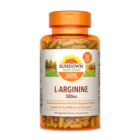 Sundown L-Arginine Supplements 500 mg Capsules Unflavored 90 Count - 030768034467