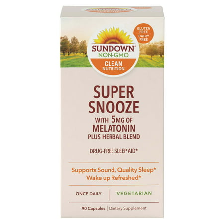 Sundown Super Snooze Melatonin Dietary Supplement 5 MG Capsules 90 Ct - 030768763565