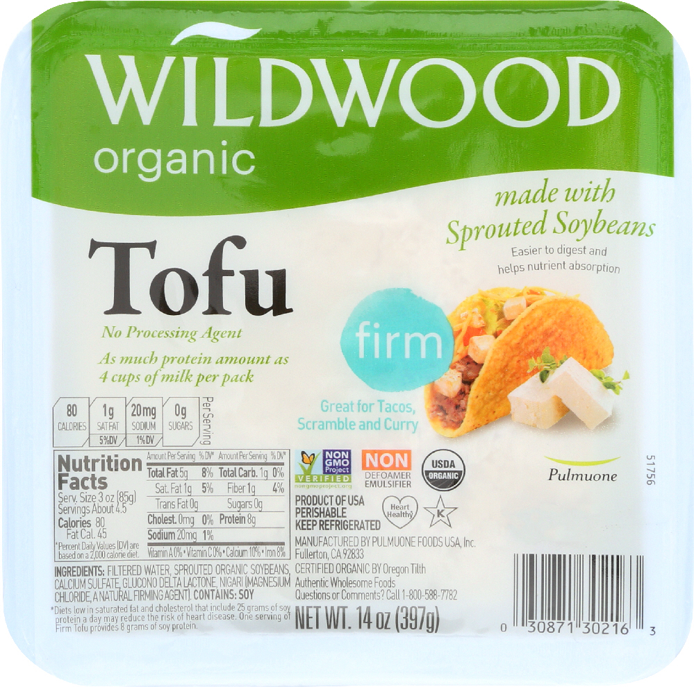 WILDWOOD: Organic Sprout Tofu FIrm, 14 oz - 0030871302163