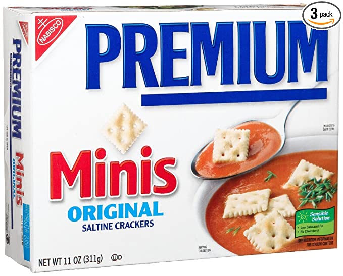 Premium Mini Saltine Crackers, 11 Ounce Boxes (Pack of 3) - 030915261135