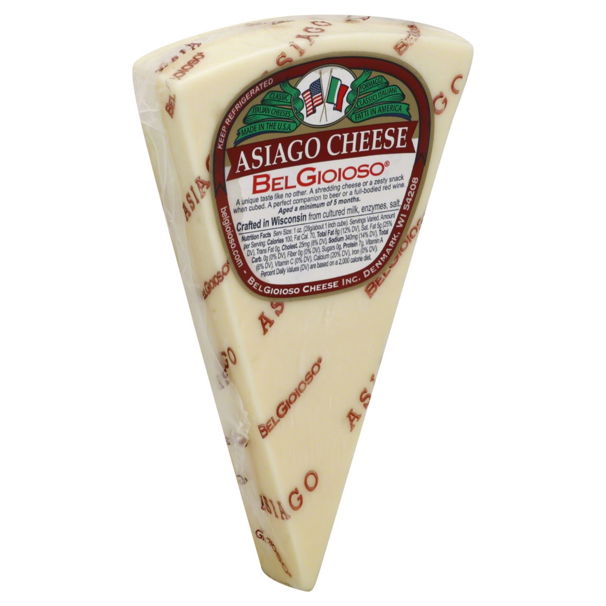 BELGIOIOSO: Asiago Wedge Cheese, 8 oz - 0031142534153