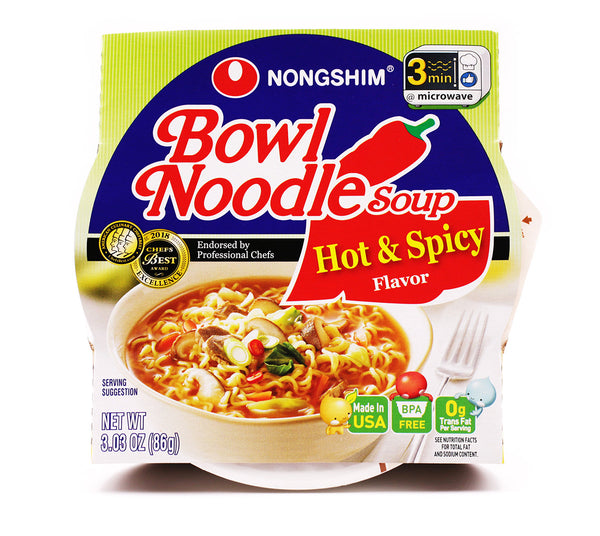 NONG SHIM: Soup Bowl Noodle Hot Spicy, 3.03 oz - 0031146250103