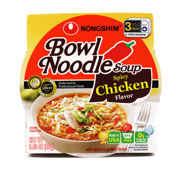 Nong Shim Soup - Bowl Noodle - Spicy Chicken Flavor - 3.03 Oz - Case Of 12 - cheese