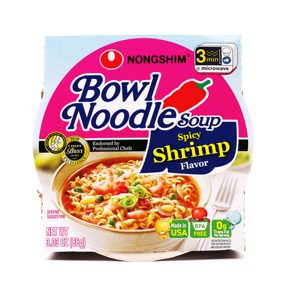 NONG SHIM: Soup Bowl Noodle Shrimp Spicy, 3.03 oz - 0031146262748