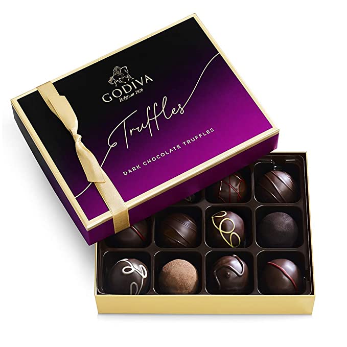 Godiva Chocolatier Dark Chocolate Truffles Assorted Chocolate Gift Box, 12 pc. - 031290142279