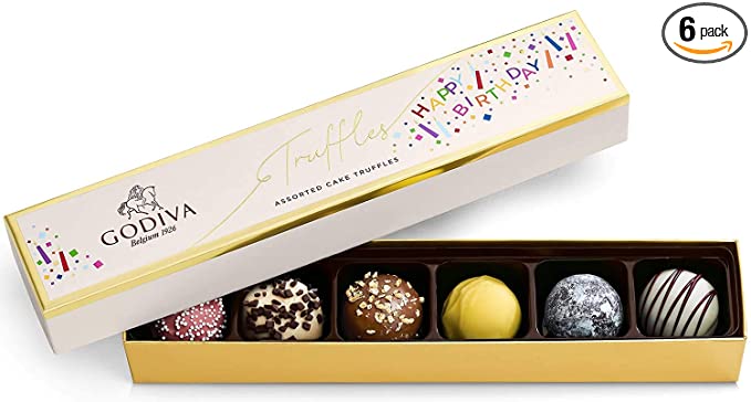 Godiva Chocolatier Birthday Truffles Assorted Chocolate Gift Box, 4.09 Oz (Pack of 6) - 031290142415