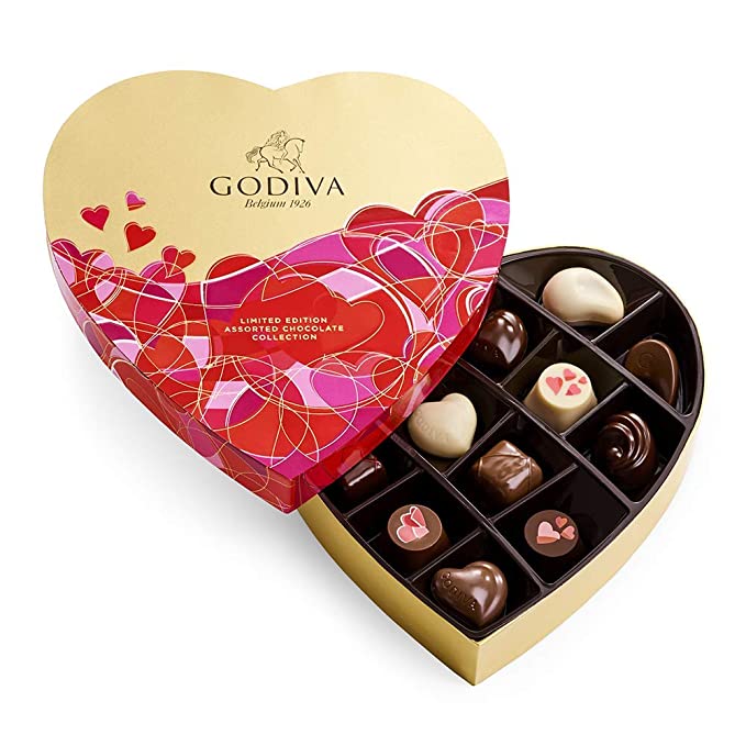 Godiva Chocolatier Valentine’s Heart Assorted Chocolate Gift Box, 14 pc. - 031290143726