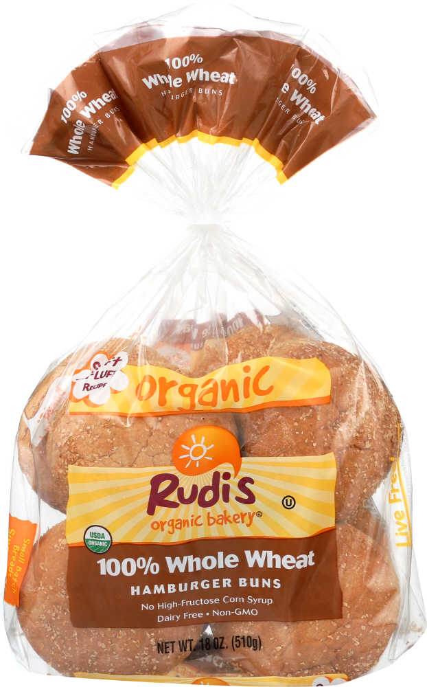 Organic 100% Whole Wheat Hamburger Buns, Whole Wheat - 031493060448