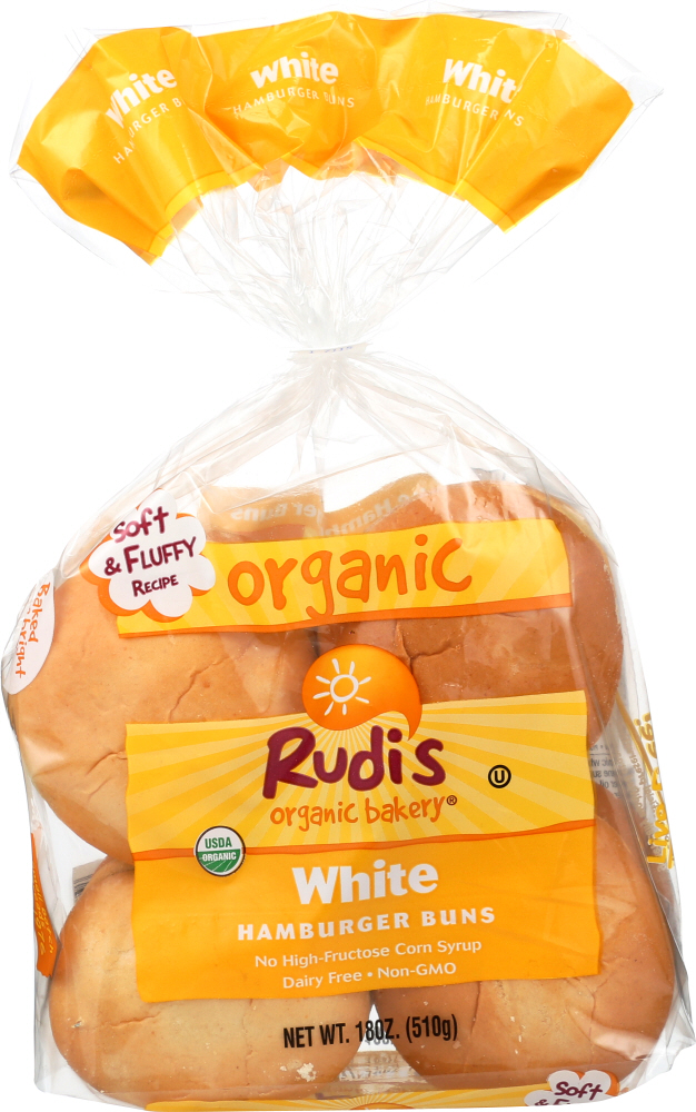 RUDIS: Organic Bakery Organic White Hamburger Buns, 18 oz - 0031493776363