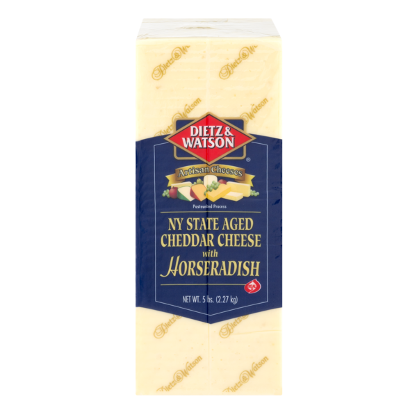 DIETZ AND WATSON: New York State Aged Cheddar Cheese with Horseradish, 5 lb - 0031506779022