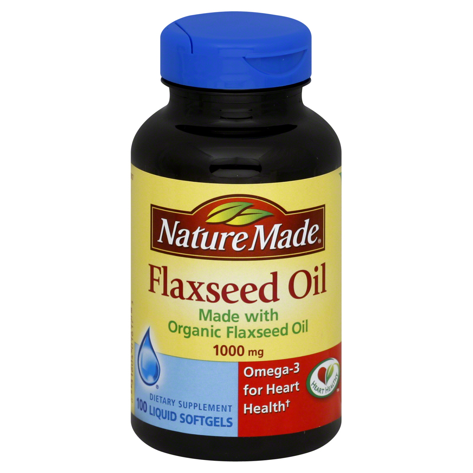 Nature Made Flaxseed Oil 1000 mg Softgels, 100 Count for Heart Health Support (B00126FELQ) - 031604016173