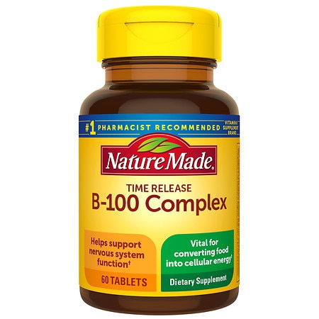 Nature Made B-100 Complex Time Release Tablets, 60 Count for Metabolic Health - 031604016371