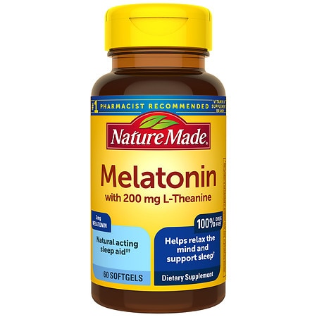 Nature Made Melatonin 3mg with L-Theanine 200 mg Softgels 60 Count - 031604027940