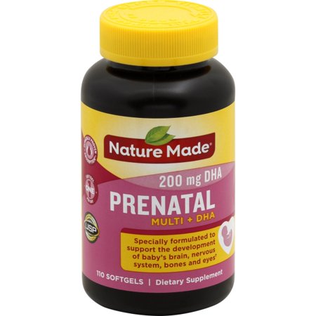 Nature Made Prenatal with Folic Acid + DHA, Dietary Supplement for Daily Nutritional Support, 110 Softgels, 110 Day Supply (B07BXVFC32) - 031604031091