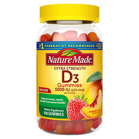 Nature Made Vitamin D3 5000 IU Gummies Immune Support Dietary Supplement 150 Count - 031604031930