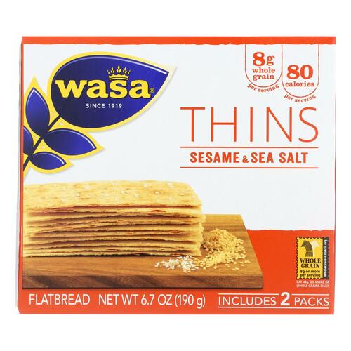Wasa Sesame & Sea Salt Flatbread Thins - Case Of 10 - 6.7 Oz - 0033617000453