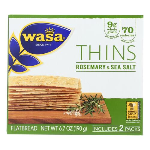 Wasa Rosemary & Salt Flatbread Thins - Case Of 10 - 6.7 Oz - 033617000460