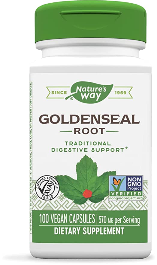  Nature’s Way Goldenseal Root, Traditional Digestive Support*, Non-GMO Project Verified, 100 Capsules  - 798411405094