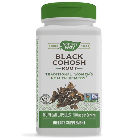Nature's Way Black Cohosh Root, Traditional Health Remedy for Menopause Management, Non-GMO Project Verified, Gluten Free, 540 mg, 180 Vegan Capsules (B00CQ7PXXE) - 033674146903
