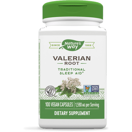 Nature s Way Valerian Root Traditional Sleep Aid* Non-GMO Project Verified Vegan 100 Capsules - 033674177006