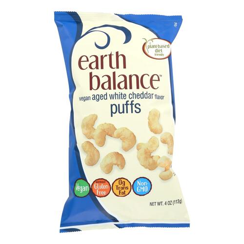 EARTH BALANCE: White Cheddar Puffs Vegan, 4 oz - 0033776080105