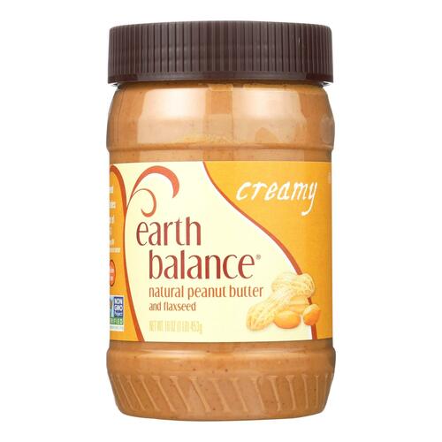 Earth Balance Creamy Peanut Butter And Flaxseed - Case Of 12 - 16 Oz. - creamy