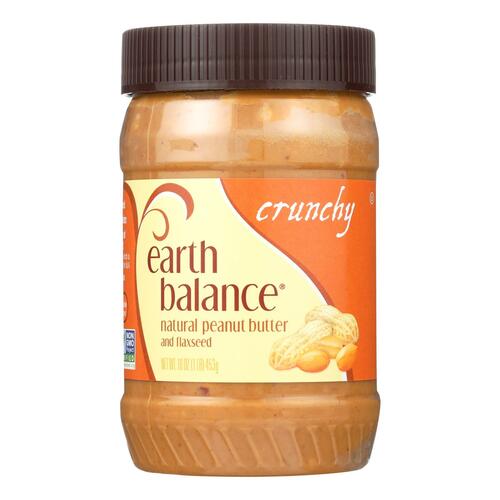 EARTH BALANCE: Natural Peanut Butter & Flaxseed Crunchy, 16 Oz - 0033776100858