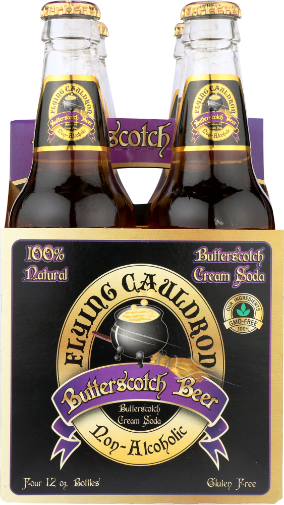 FLYING CAULDRON: Butterscotch Beer Cream Soda 4 pack (12 oz each), 48 oz - 0033919450000