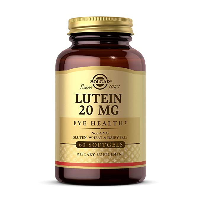  Solgar Lutein 20 mg, 60 Softgels - Supports Eye Health - Helps Filter Out Blue-Light - Contains FloraGLO Lutein - Non-GMO, Gluten Free, Dairy Free - 60 Servings  - 784922833006