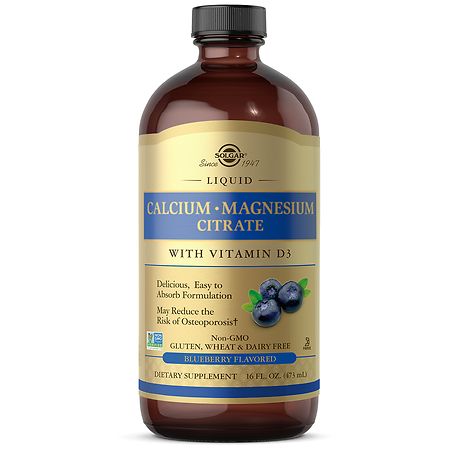 Solgar Calcium Magnesium Citrate Liquid with Vitamin D3 Natural Blueberry 16 fl oz - 033984358317