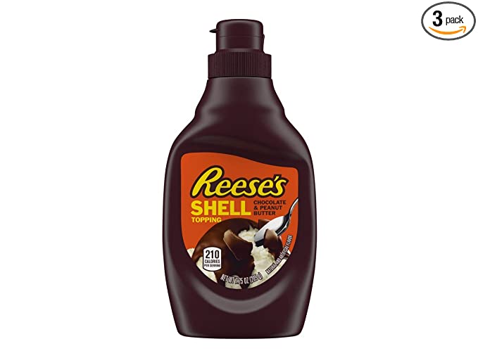  Reese's Peanut Butter Shell Topping,7.25-Ounce Bottle (Pack of 3)  - 034000006014