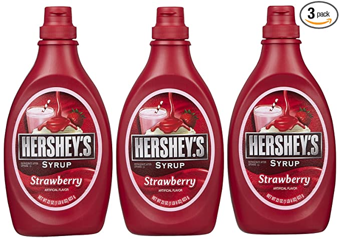 Hershey's Strawberry Syrup Bottle, 22 oz, 3 pk - 034000031801