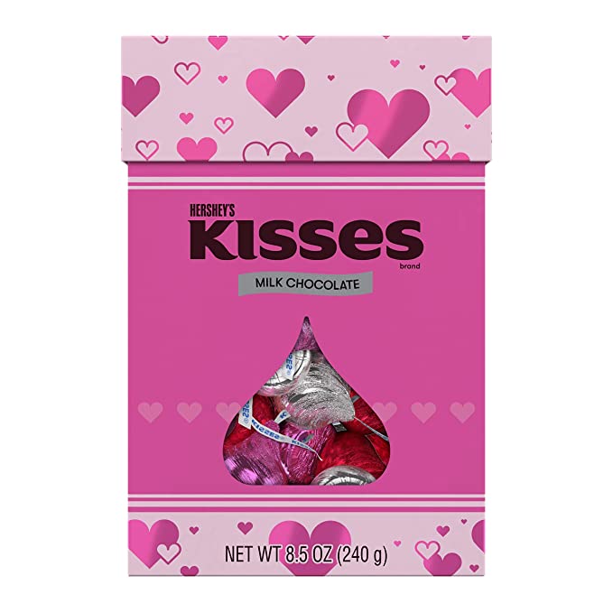 Hersheys Kisses, Milk Chocolate Valentines Candy Gift Box, 8.5 Oz. - 034000442973
