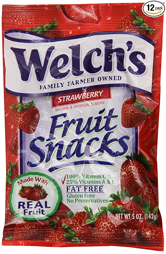  Welchs Strawberry Fruit Snacks, 5-Ounce (Pack of 12) - 034856050964