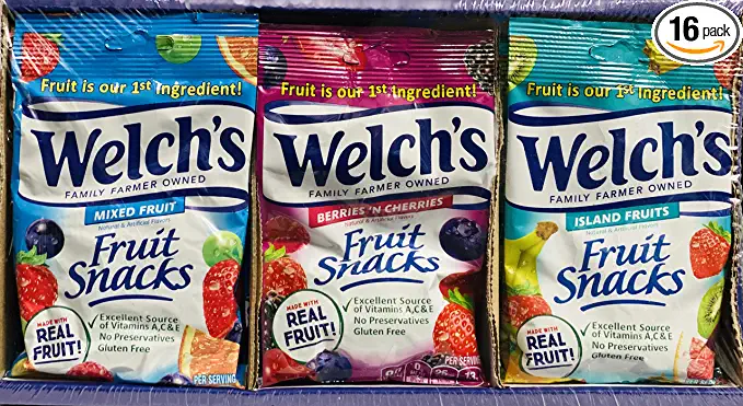 Welch's Fruit Snacks, Bulk Variety Pack with Mixed Fruit, Superfruit Mix, Island Fruits, Gluten Free, Bulk Pack, 2.25 oz (Pack of 16) - 034856168027