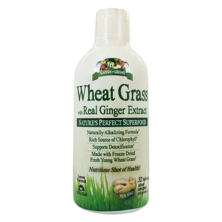 Garden Greens Wheat Grass Liquid with Real Ginger Extract, Nature's Perfect Superfood, 32 servings - 035046094454