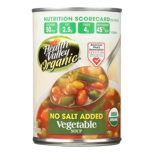 HEALTH VALLEY: Organic Vegetable Soup No Salt Added, 15 oz - 0035742221017