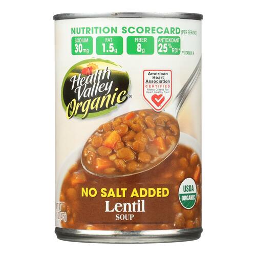 Health Valley Organic Soup - Lentil No Salt Added - Case Of 12 - 15 Oz. - 035742221024