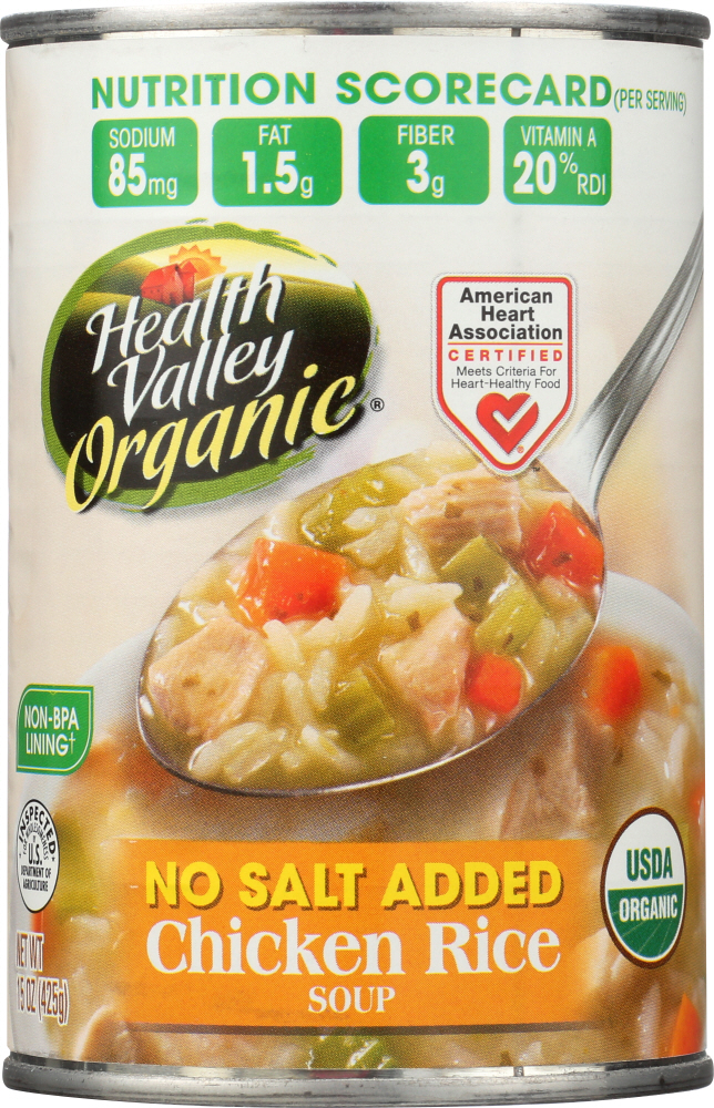 Health Valley Organic Soup - Chicken Rice No Salt Added - Case Of 12 - 15 Oz. - 035742222342