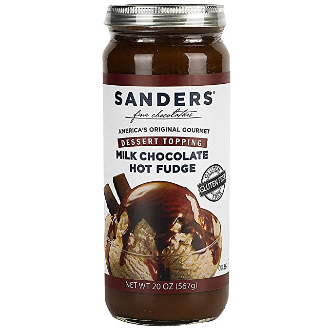  Sanders Hot Fudge Topping Sauce, Milk Chocolate Ice Cream Sundae Dessert Topping, 20 oz Jar  - 035900172021