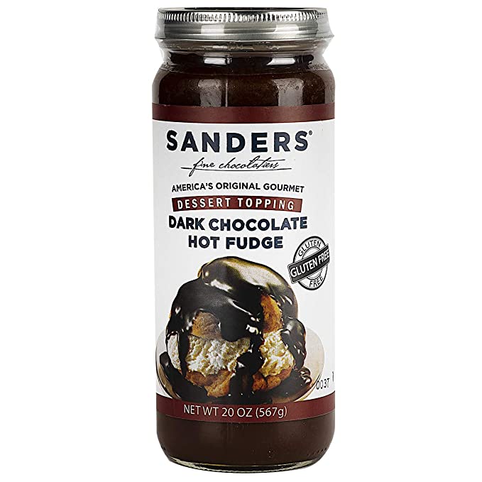  Sanders Hot Fudge Topping Sauce, Dark Chocolate Ice Cream Sundae Dessert Topping, 20 oz Jar  - 035900172373