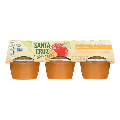 SANTA CRUZ: Organic Apple Apricot Sauce Cups 6x4oz Cups, 24 oz - 0036192122114