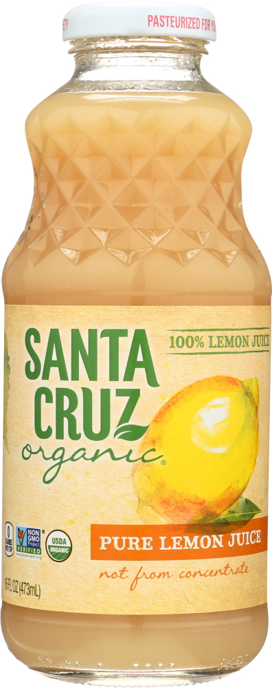 SANTA CRUZ: Organic Pure Lemon Juice, 16 Oz - 0036192122152